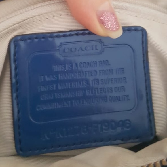 Tan and Blue Coach Canvas Bag - Picture 6 of 8